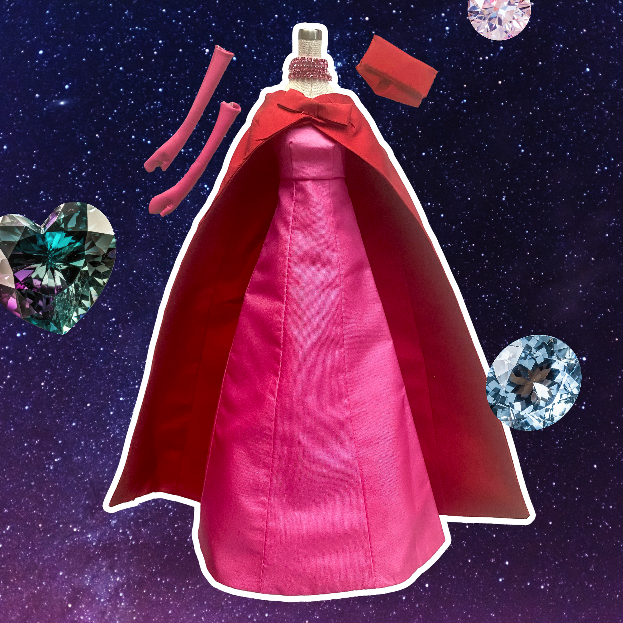 "Soiréette" fashion in red & pink
