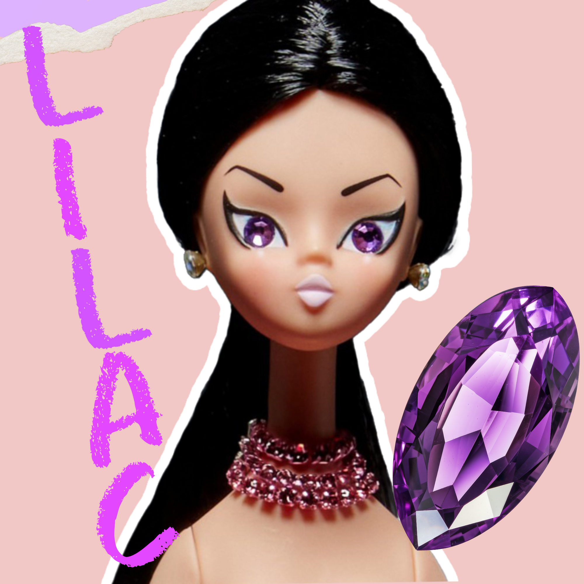 Lilac dressed in red & pink "Soiréette"