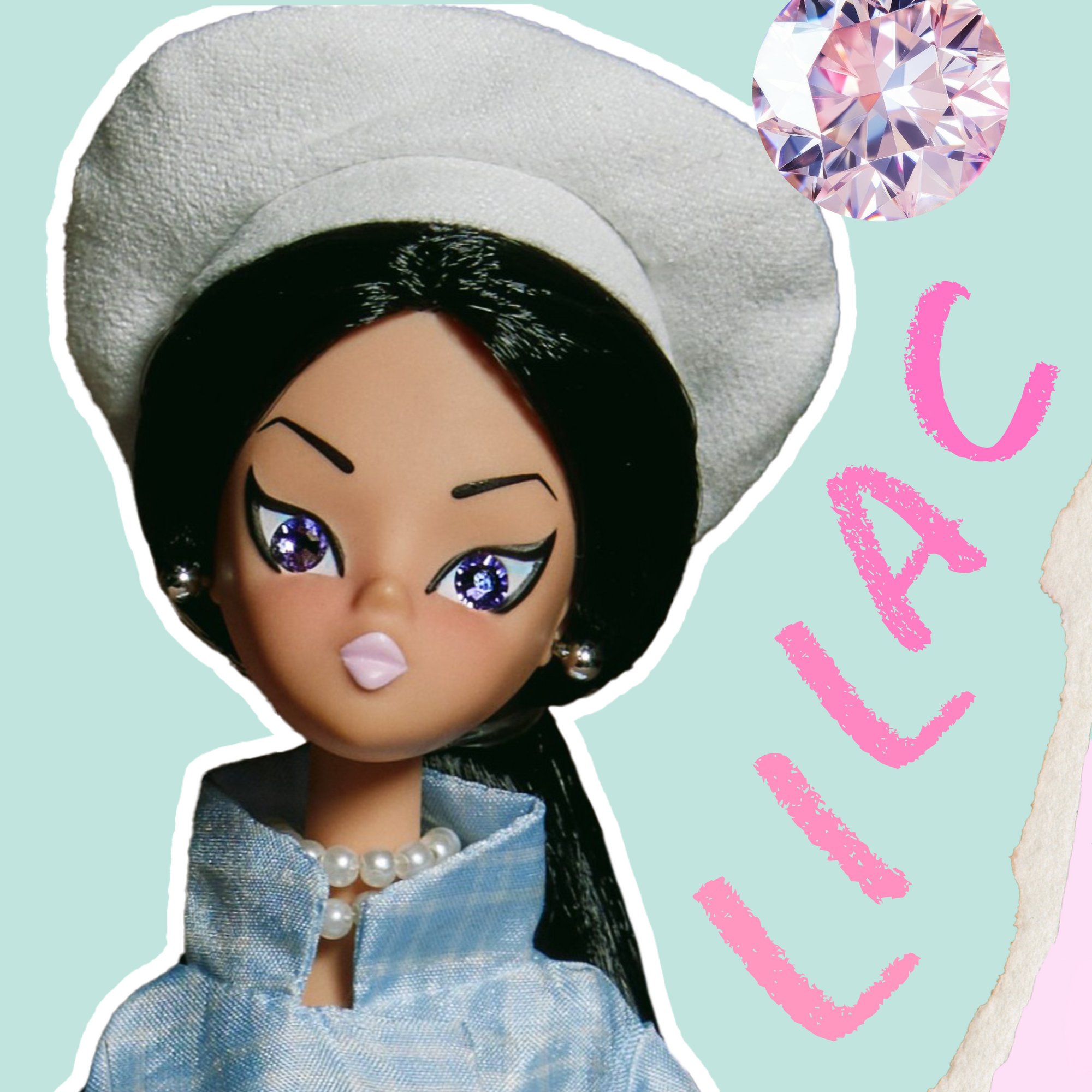 Lilac dressed in light blue "Sailorette"