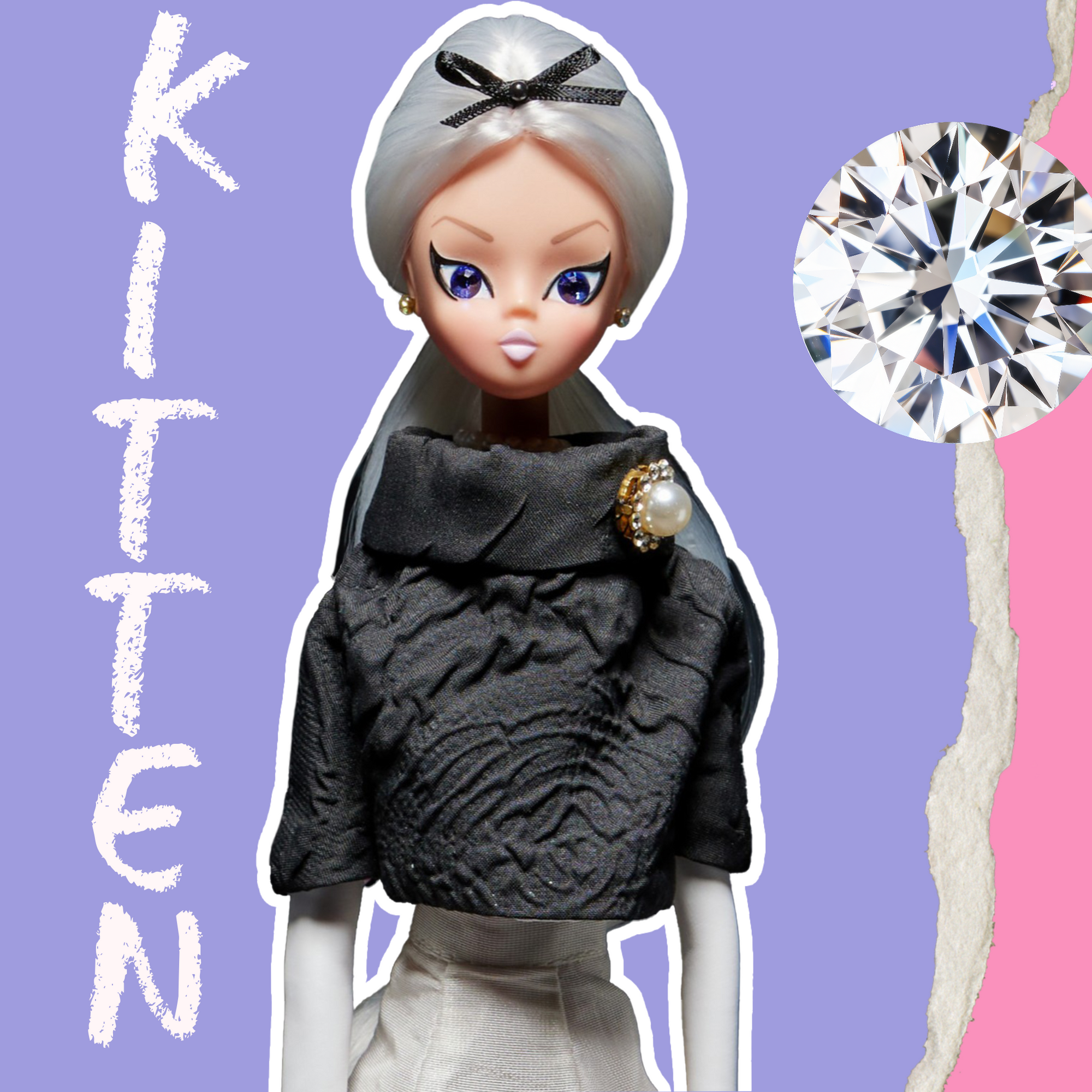 Kitten dressed in black & white "Operette"