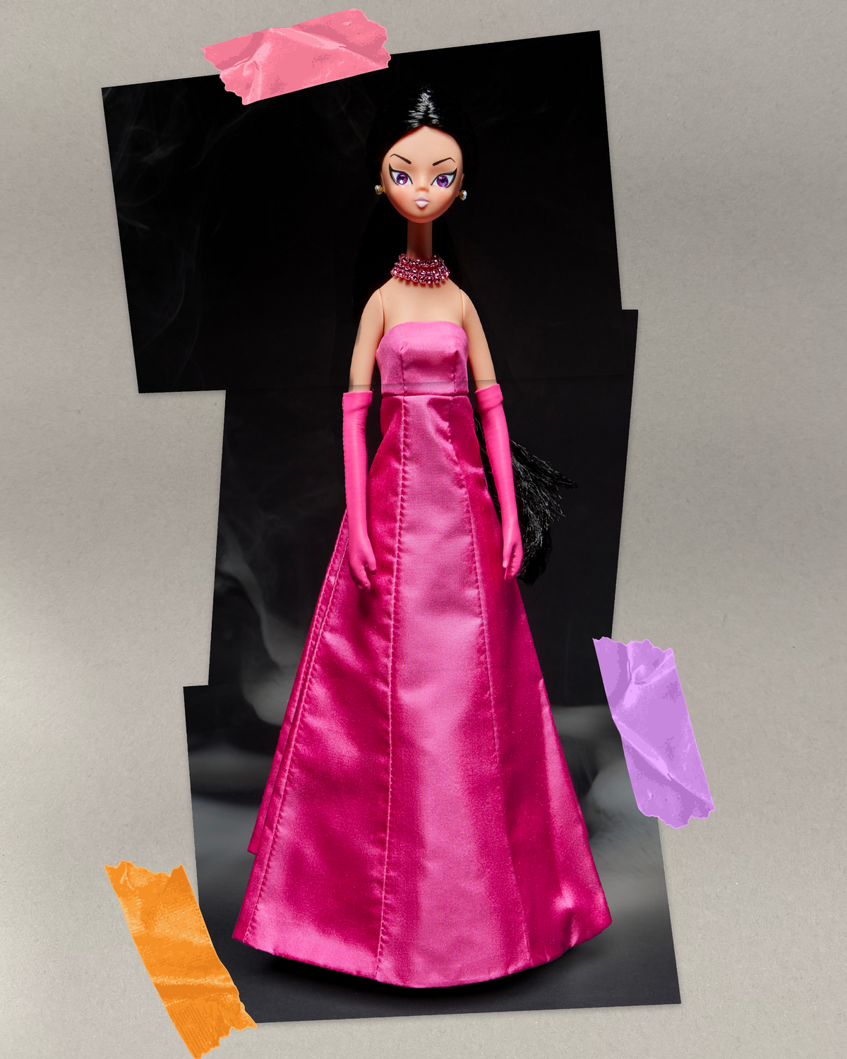 Lilac dressed in red & pink "Soiréette"