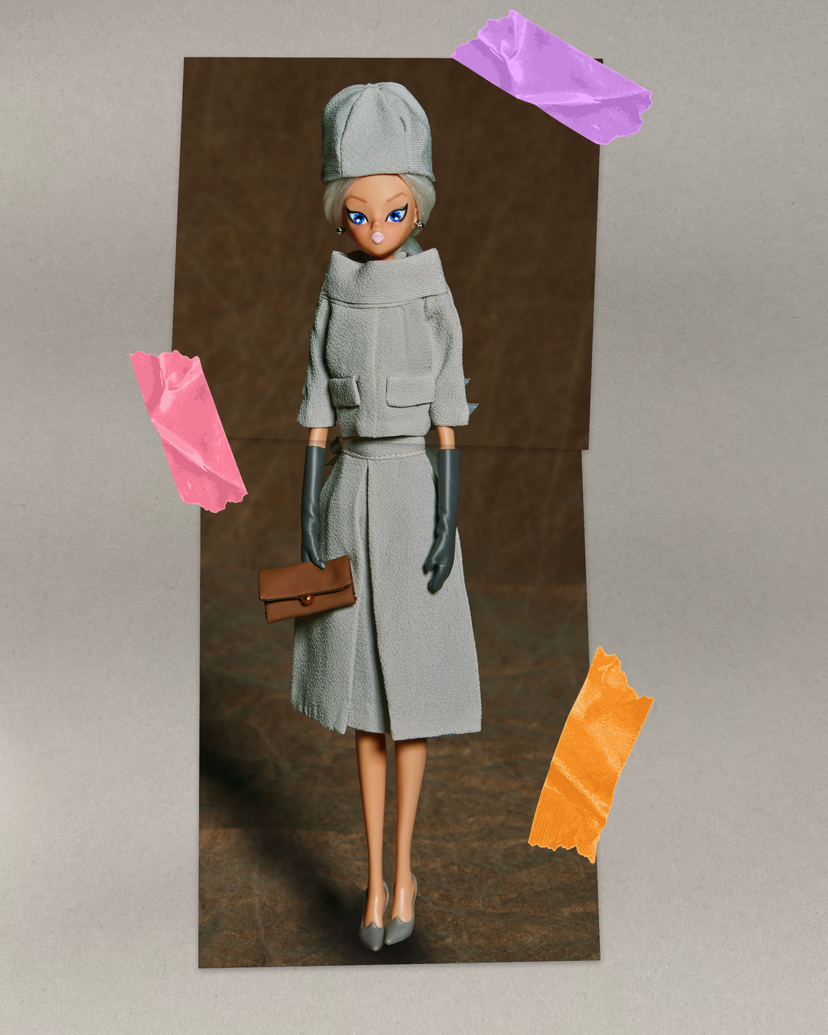 Kitten dressed in gray "Luncheonette"