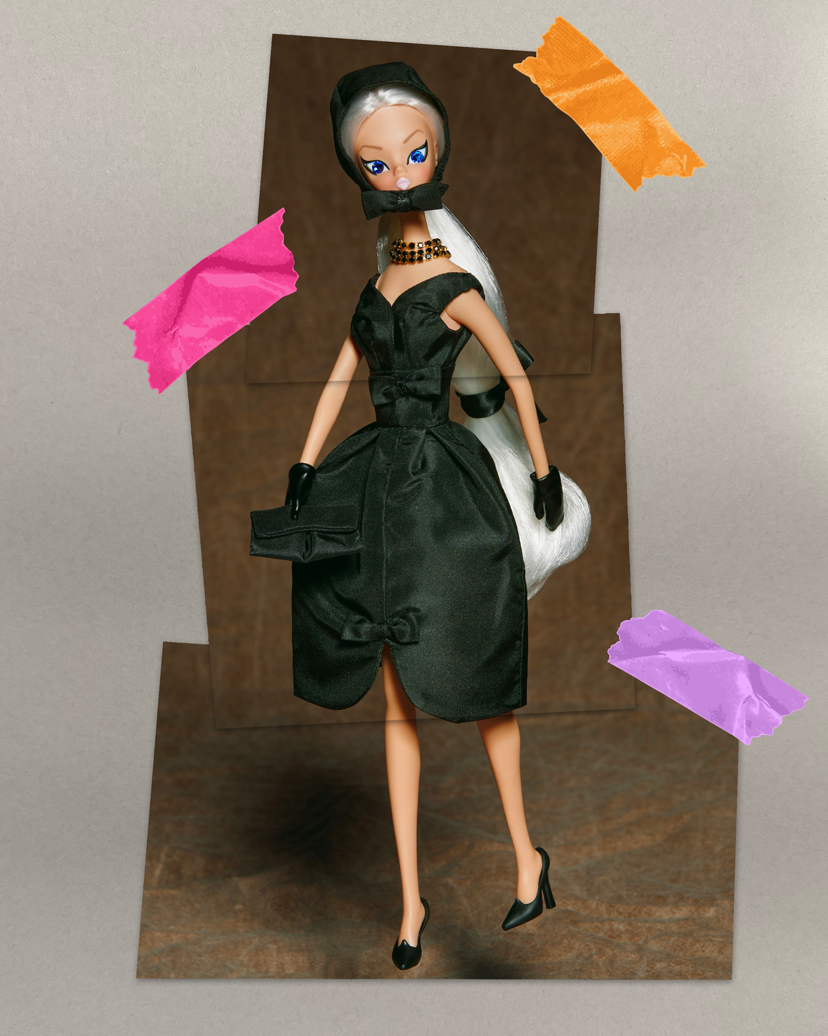 Kitten dressed in black "Bonnette"